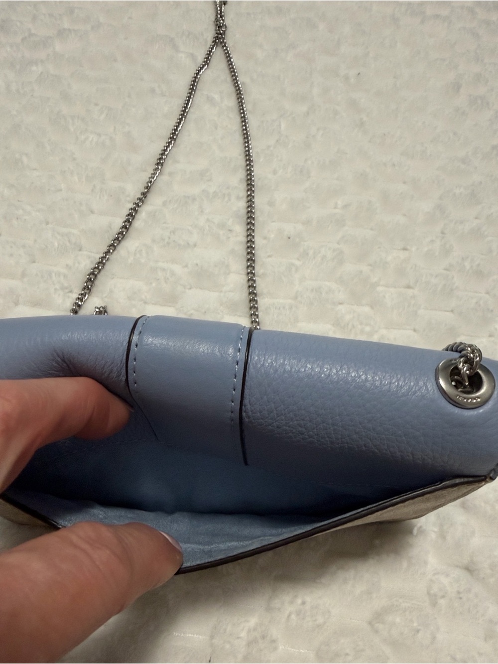 Coach Light Blue Leather & Signature Canvas Crossbody - Picture 2 of 2